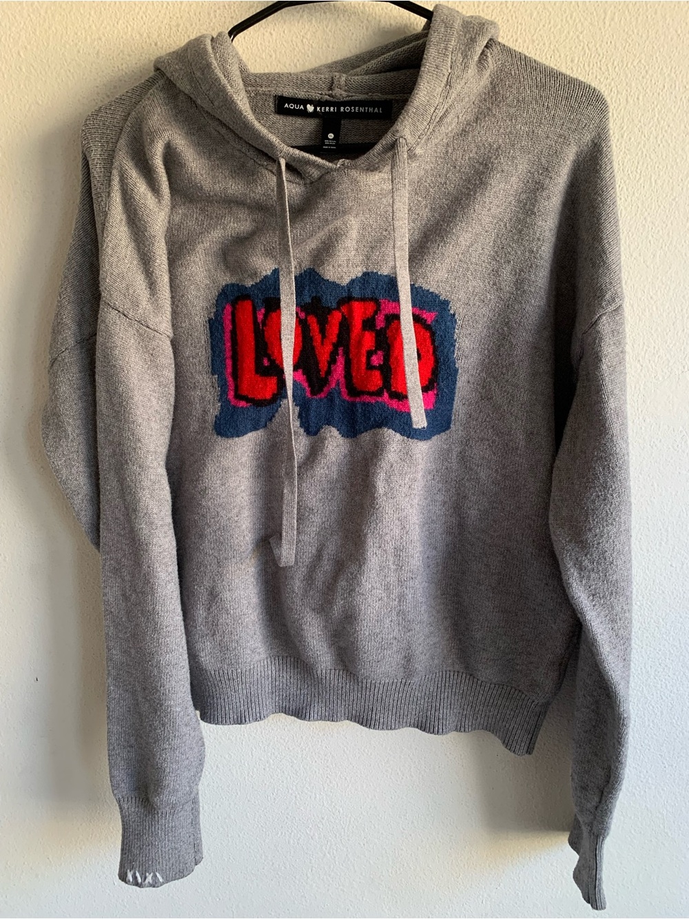 Aqua X Kerri Rosenthal Gray Knit Hoodie Womens Size XL